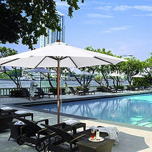 YYBOES Patio Umbrella Outdoor,White Garden Patio Umbrella, Outdoor Market Table Umbrella with Wood Pole, Weatherpoof and Protected Shade Canopy Parasol, Pool/Beach/Deck/Lawn