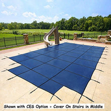 YARD GUARD 16'x32' Blue Mesh Inground Safety Pool Cover with Center End Steps