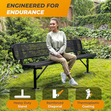 OUTTANS Heavy-Duty Outdoor Metal Bench (8 Ft - Surface with Back, Black)