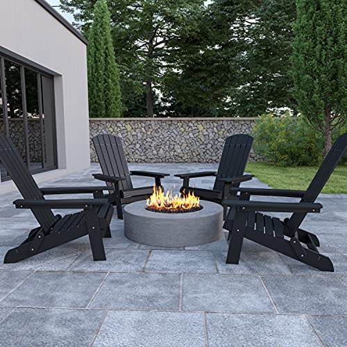 Flash Furniture Charlestown Folding Adirondack Chair Set of 4 Black