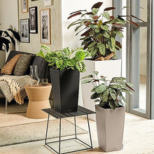 Lechuza 13150 Cubico Color 40 Self-Watering Planter for Indoor and Outdoor Use, 16" x 16" x 30", White
