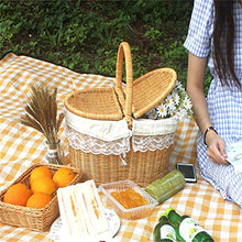 Beautifully Natural Hand Woven Rattan Picnic Baskets with Features Strong Wicker Handles Useful Lovely Storage Baskets Great Gift for All Occasions