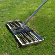 Aikimfuly Golf Garden Grass Lawn Leveling Rake, Level Lawn Stainless Steel Flat Sand Crusher Heavy Duty Leveler Soil Tool for Yard Golf with Stainless Steel Pole Green La