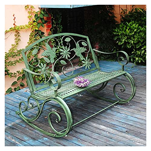 JIIPOREGJ Park Bench Patio Garden Bench Backyard Benches, Garden Bench American Wrought Iron Retro Outdoor Double Rocking Chair Bench Garden Table and Chair Park Chair