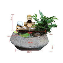 GenSDH Japanese Water Fountain, Bamboo Accents Zen Garden Water Fountain with Pump & Stone Bowls, Mini Fish Pond Bird Bath