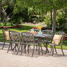 GDF Studio 7 Piece Cast Aluminum Outdoor Dining Set Shiny Copper