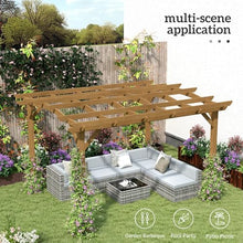 10'x12' Premium Quality Wood Pergola with Elegant Arched Roof Design Engineered for Vine Trellis Support, Rich Dark Brown Stain