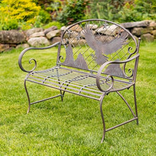 Zaer Ltd. International Classic Iron Garden Bench with Nature Scenery (Flying Eagle Backrest in Bronze)
