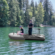 ALEKO Inflatable Boat 4 Person Fishing Raft Aluminum Floor Light/Dark Gray