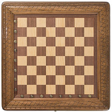 HandCraftoria 19.3" Handmade Wood Chess Set with Storage Drawer Bronze Symbols Brown