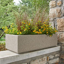 PolyStone Riviera Rectangular Trough Planter – 46" x 17" x 12" – Large Lightweight Indoor/Outdoor Planter Box – Modern Stone-Look Resin – Durable All-Weather w/Drainage Holes – Made in USA – Sandstone