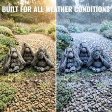OLOMA Concrete Three Wise Monkeys Garden Statue Set No Hear No See No Speak No Evil Monkeys Figurines Outdoor Realistic Gorillas Yard Decor Meditation Zen Sculpture Handcrafted Primate Art