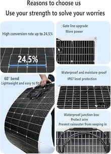 KZZAAO 800W Flexible Solar Panel Kit, Lightweight Monocrystalline Semi-Flexible Bendable Charger for 12 Volt RV Systems