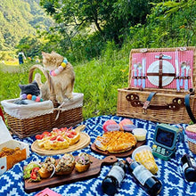 Storage Basket,Wicker Picnic with Utensils Cutlery, Willow Hamper Service Gift Set for 2 Persons, Outdoor Hand Woven for Valentine Day, Birthday