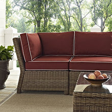 Crosley Furniture Bradenton 5-Piece Outdoor Sectional Sofa Set Brown with Sangria Cushions