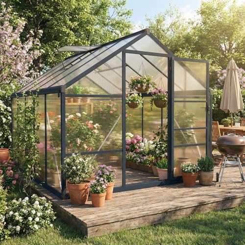 Garvee 8x10ft Walk-in Greenhouse, Heavy Duty Large Outdoor Green House