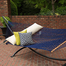 Hatteras Hammocks Executive Navy DuraCord Rope Hammock – 13 ft. x 65 in., 2-Person, 450 lb Capacity, Cumaru Spreader Bar, Zinc-Plated Hardware – Handcrafted in The USA