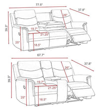 Eafurn Grey 2-Piece Reclining Sectional Sofa Set with Storage & Cup Holders