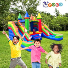 Pogo Bounce House Crossover Rainbow Inflatable Bounce House with Double Water Slides