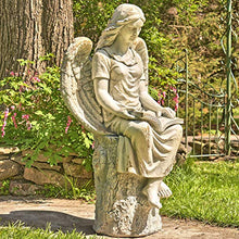 Zaer Ltd. Large Magnesium Angel Statues (Outdoor Safe) (46”T Sitting Reading Book Dina)
