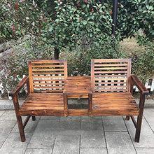 GVBNOTT Outdoor Garden Bench,Outdoor Garden Terrace Bench, Solid Wood Double Seat Balcony Table and Chair Combination, Leisure Park Bench with Backrest, Table with Umbrella Ho