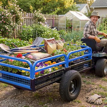 Blue Heavy‑Duty Steel Garden Cart Utility Wagon for Yard Lawn