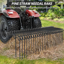 72-Inch Pine Straw Landscape Rake, Heavy Duty 3-Point Tractor Attachment with 32 Spring Steel Tines, Powder-Coated Carbon Steel, Cat 0/1 Compatible for Needles, Leaves, Straw & Grass, Black