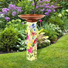 Studio M Butterfly Bird Bath Art Pole – Copper Hammered Topper Outdoor Yard Décor – 31 x 18 Inch Decorative Birdbath Stake – Watercolor Floral Garden Accent
