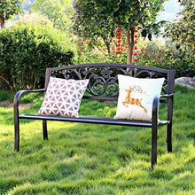 Vzhrvd Metal Benche, Park Bench, Patio Bench with Backrest and Armrests Metal Garden Bench for Park, Yard, Front Porch, Path, Lawn Decor