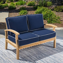 Tortuga Outdoor Jakarta Teak 5-Piece Outdoor Furniture Set with Navy Cushions Brown