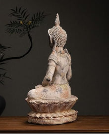 Fretkins Thai Buddha Statue Shakyamuni -Weathered Stone Look Garden Sculpture for Zen Outdoor & Home Decor(09030(30 * 23.5 * 54))
