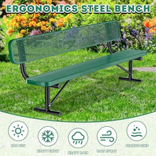 esheno 8FT Outdoor Garden Bench, Heavy Duty Metal Patio Bench with Backrest, Rustproof Resistant Commercial Grade Outdoor Seating for Park Yard Lawn Deck Balcony Porch, Green