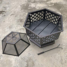 Garden Fire Pit Grill Bowl Grill Barbecue Rack 22" Black Fire Pit Square Steel Table Patio Garden Heater Outdoor BBQ Camping with Cover BBQ Cooking for Camping Backyard