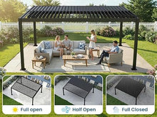 Pergola 12' x 16' with Aluminum Frame and Adjustable Louvered Roof