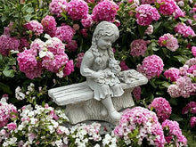 Concrete Jenny Girl Figure Outdoor Garden or Backyard Sculpture Girl Sitting on Bench Statuary