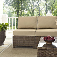 Crosley Furniture Bradenton 5-Piece Outdoor Sectional Sofa Set Brown with Sand Cushions