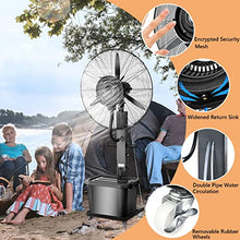 CUTPOIY Outdoor Misting Fan, 90° Oscillating Pedestal Fan with 3 Speeds & Large Water Tank for Garage Patio, 71cm/28in