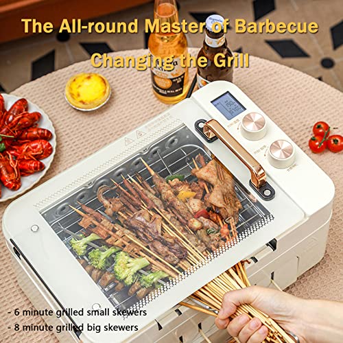 Multipurpose Hot Plate Grill Double Layer, Smokeless Electric Grill, 1000W Health BBQ Grill with Adjustable Temperature, Drip Tray, Easy Clean Table Barbecue Grill for Outdoor Indoor Barbecue,White