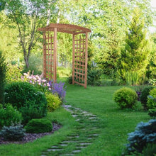 All Things Cedar 6-ft Cedar Garden Pagoda Arbor with Side Planters Red
