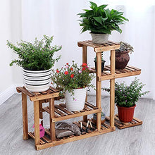 MIIKHI Wooden Flower Stands Plant Display Stand Wood Pot Shelf Storage Rack Outdoor Indoor 6 Pots Holder Multifunctional