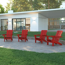 EMMA + OLIVER Haley Adirondack Chairs Set of 4 Weather Resistant Poly Resin Red