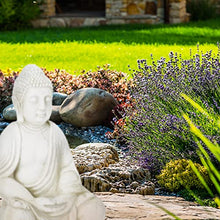 Relaxdays Buddha Statue, 70 cm Height, Garden Decoration, Weather and Frost Resistant, Living Room Deco, Cream White