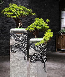 ARCVOX 2.3/2.9/3.6ft Asian Pillar Outdoor Decoration, Flower Pot Columns for Backyard, Faux Stone House Decor Sculpture, Ornament for Landscape Scene Layout (Color : Gold, Size : Size XL)