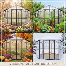 Takywep 12x10x8 FT Hexagonal Greenhouse for Outdoors, Heavy Duty Polycarbonate Walk-in Greenhouse with Aluminum Frame, Large Winter Greenhouse Black for Backyard Garden Patio