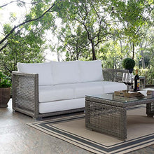 Modway Aura Wicker Rattan Outdoor Patio Sofa Couch in Gray White