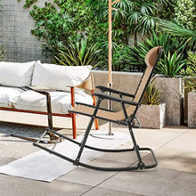 NRFJFOP Patio Camping Rocking Chair Folding Footrest Outdoor Beige
