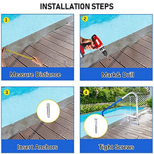 Swimming Pools Handrails for Inground Pool, Pool Safety Handrail with Quick Mount Base, Stainless Steel Pool Railing, Easy Mount Hand Grab Rail