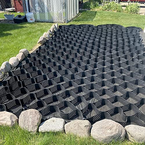 WZSON Geocell Ground Grid Paver, Garden Edging, Geogrid Permeable Geocell Grid for Yard Garden Parking, Folding Grid Paver System,5mx 10m (16.5ftx 33ft)