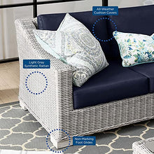 America Luxury - Outdoor Lounge Sectional Sofa Chair Set Rattan Wicker Blue