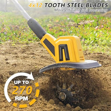 20V Electric Tiller,270 RPM Cordless Soil Tiller Cultivator,22cm Wide & 18cm Deep Garden Rototiller,w/48 Steel Tines,for Courtyard Corner Flower Nursery 4000mAh